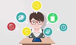 niño de dibujo con bocadillo con ideas